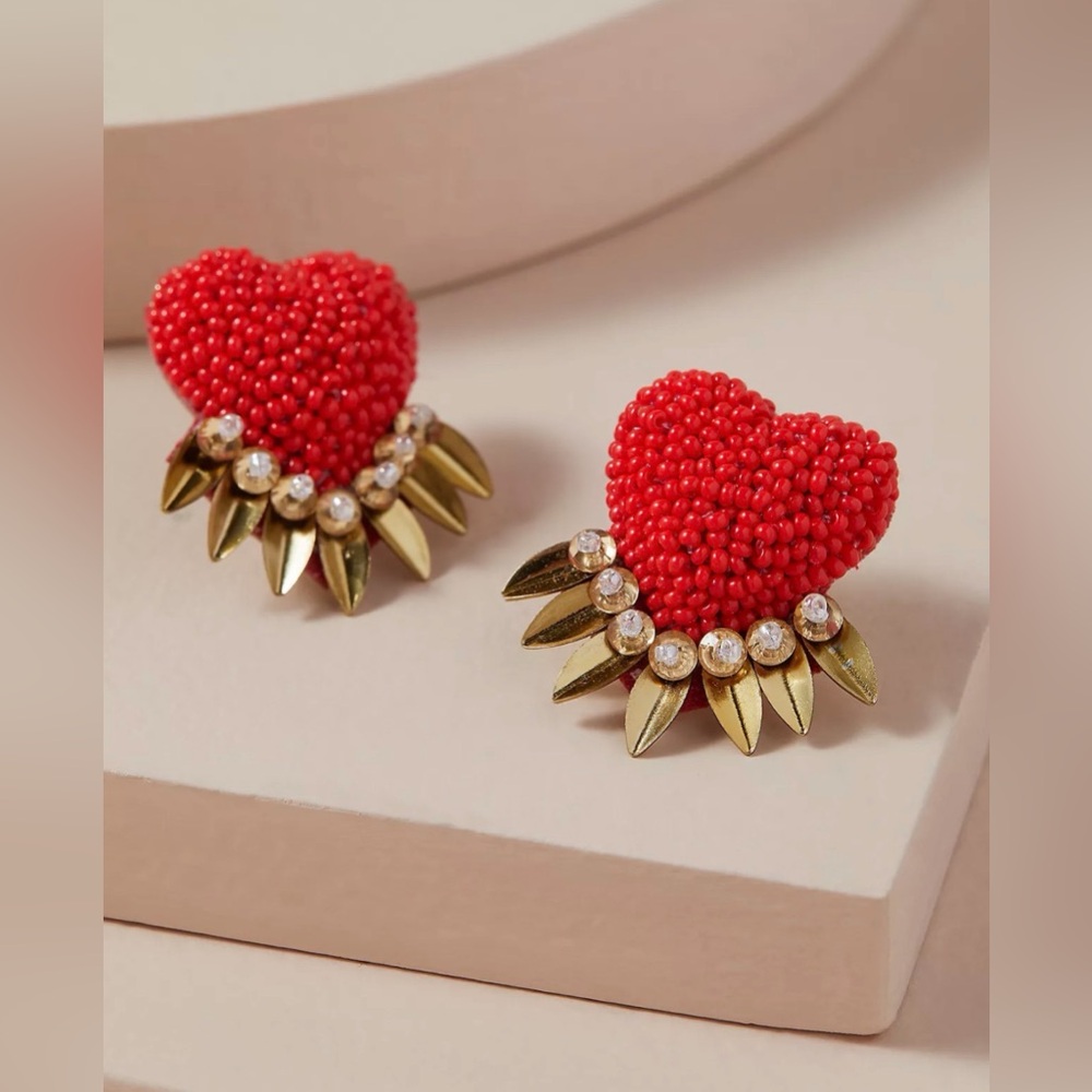 Anthropologie Deepa Red Spike Post-Back Earrings